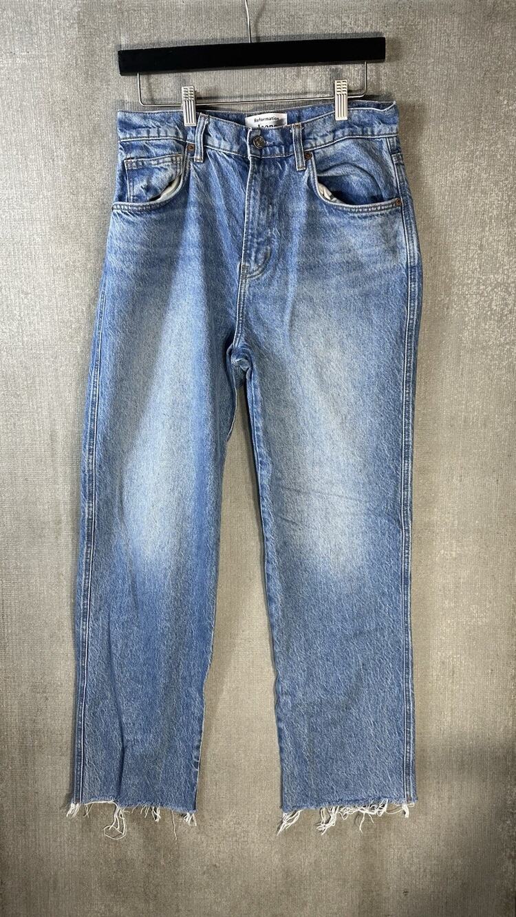 Reformation Val 90s Mid Rise Straight Jeans in Colorado Wash